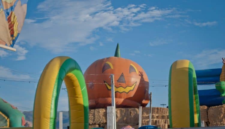 Toll House Pumpkin Patch: Pumpkin Bounce House, 2012 Copyright Christine Hull, Windy Pinwheel