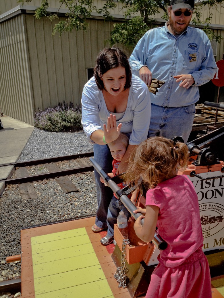 Nevada State Railroad Museum: Railroad Handcar High Five Nevada State Railroad Museum: Railroad Handcar High Five, 2012 Copyright Will Hull, Windy Pinwheel