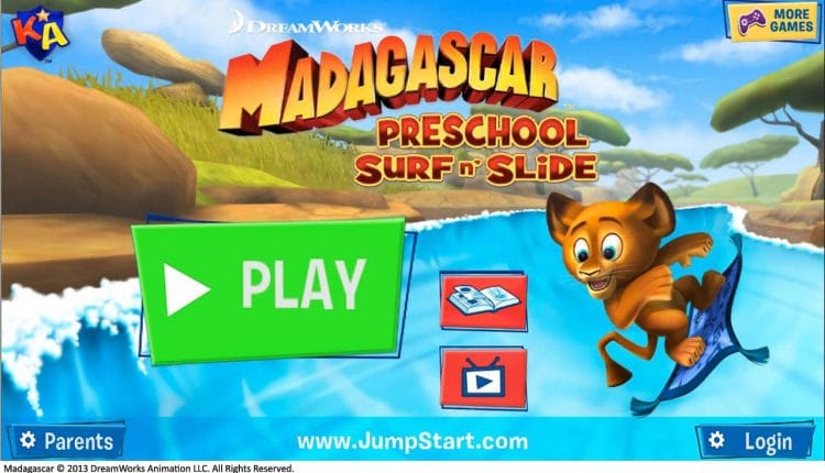 Madagascar: Preschool Surf N' Slide Launch Screen