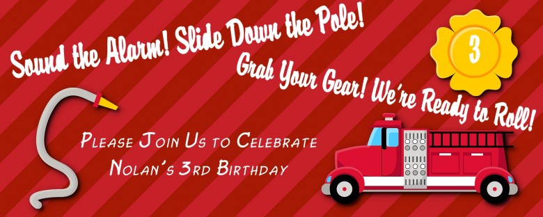 Firefighter Birthday: Facebook invitation, 2014 Copyright Christine Hull, Windy Pinwheel firefighter birthday party printables