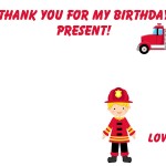 Firefighter Birthday Printables: Thank You (Horizontal), 2014 Copyright Christine Hull, Windy Pinwheel firefighter birthday party printables