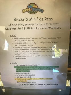 Bricks & Minifigs Reno, Nevada: Birthday party details, 2017 Copyright Will Hull, Windy Pinwheel