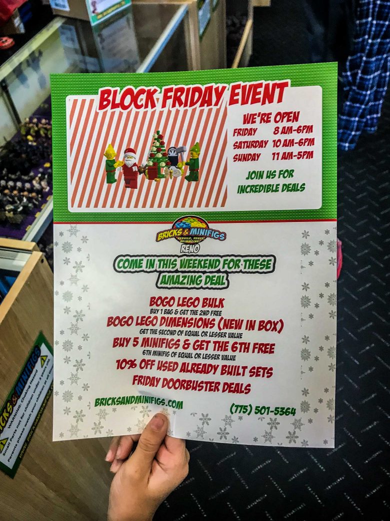 Bricks & Minifigs Reno, Nevada: Block Friday Flier Bricks & Minifigs Reno, Nevada: Block Friday Flier, 2017 Copyright Will Hull, Windy Pinwheel