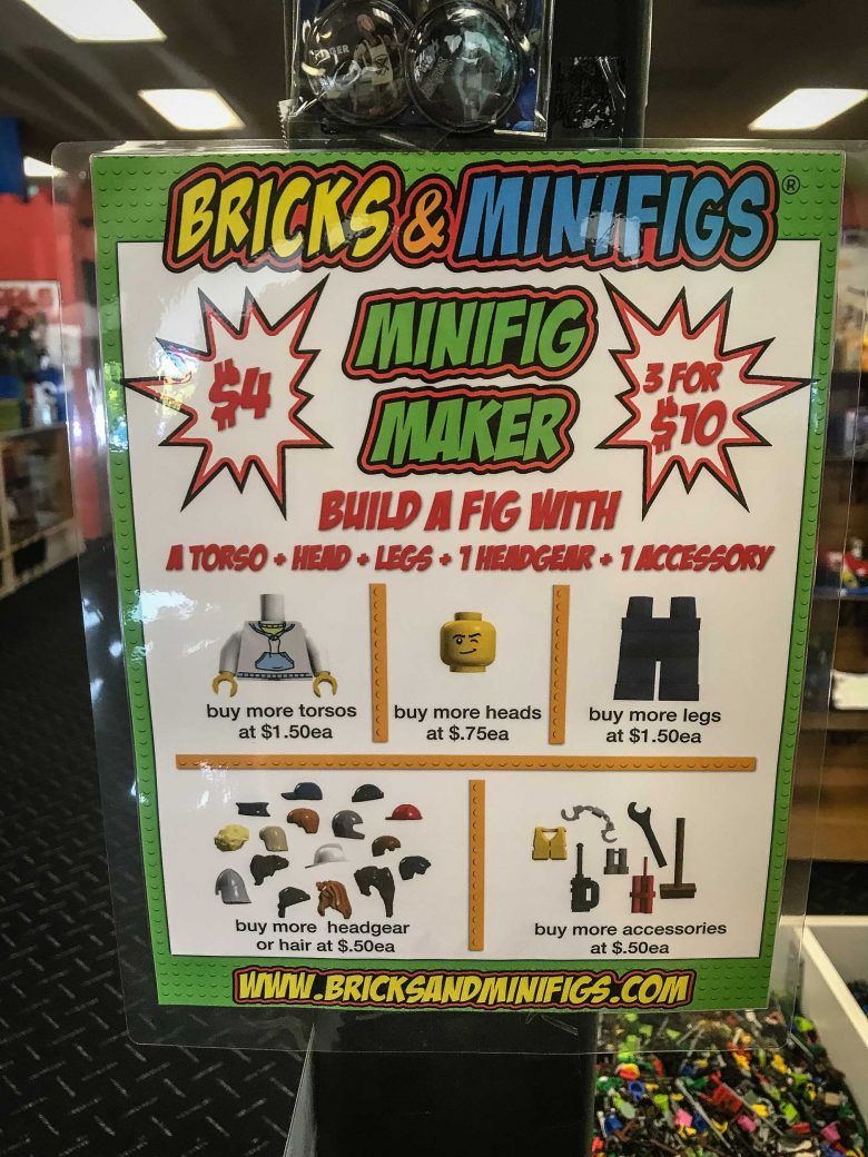 Bricks & Minifigs Reno, Nevada: Open bin minifig maker prices as of Fall 2017 Bricks & Minifigs Reno, Nevada: Open bin minifig maker prices as of Fall 2017, 2017 Copyright Will Hull, Windy Pinwheel